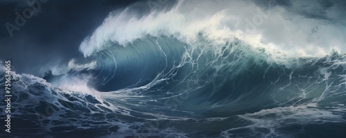 Giant tsunami waves, dark stormy sky. Perfect Storm. Huge waves Tsunami Big waves © Павел Озарчук