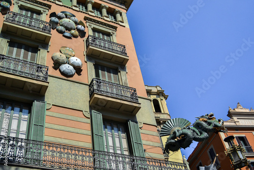 Detail of Casa Bruno Cuadros Building in Barcelona