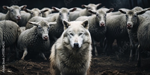 Wolf pretending to be a sheep concept