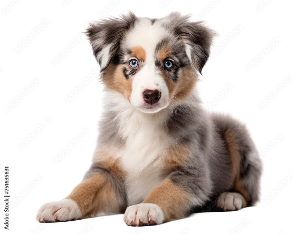 Australian Shepherd puppy, aussie on a white background. breed of dog. pet.