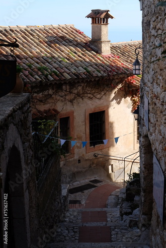 Scenic sight in corners of beautiful Eze Village  in French Riviera 