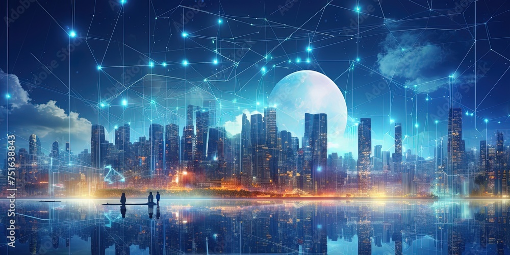 Digital city with high speed information and power grid. Digital community, smart society. DX, Iot, urban and rural nature areas digital network. digital society concept. Digital city with high speed information and power grid. Digital community, smart society. DX, Iot, urban and rural nature areas digital network. digital society concept.