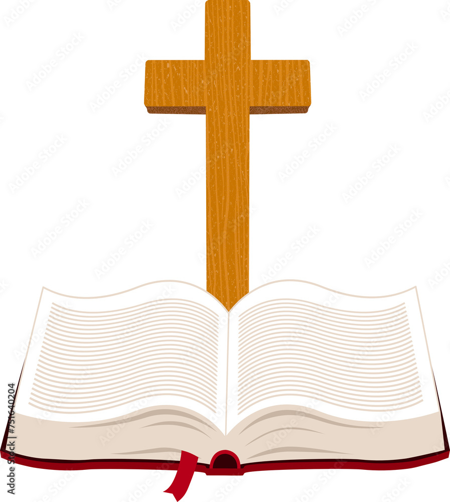 illustration of the cross and bible, pray with reverence illustration of the cross and bible, pray with reverence