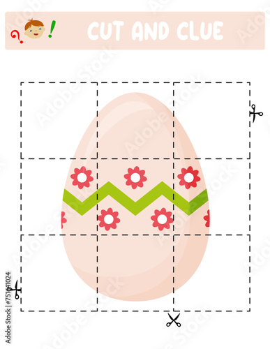 Cut and glue. Easter eggs. Educational game for children