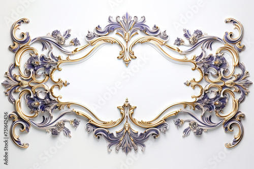 Golden ornamental frame in royal or empire style. Retro golden frame with vintage ornament.