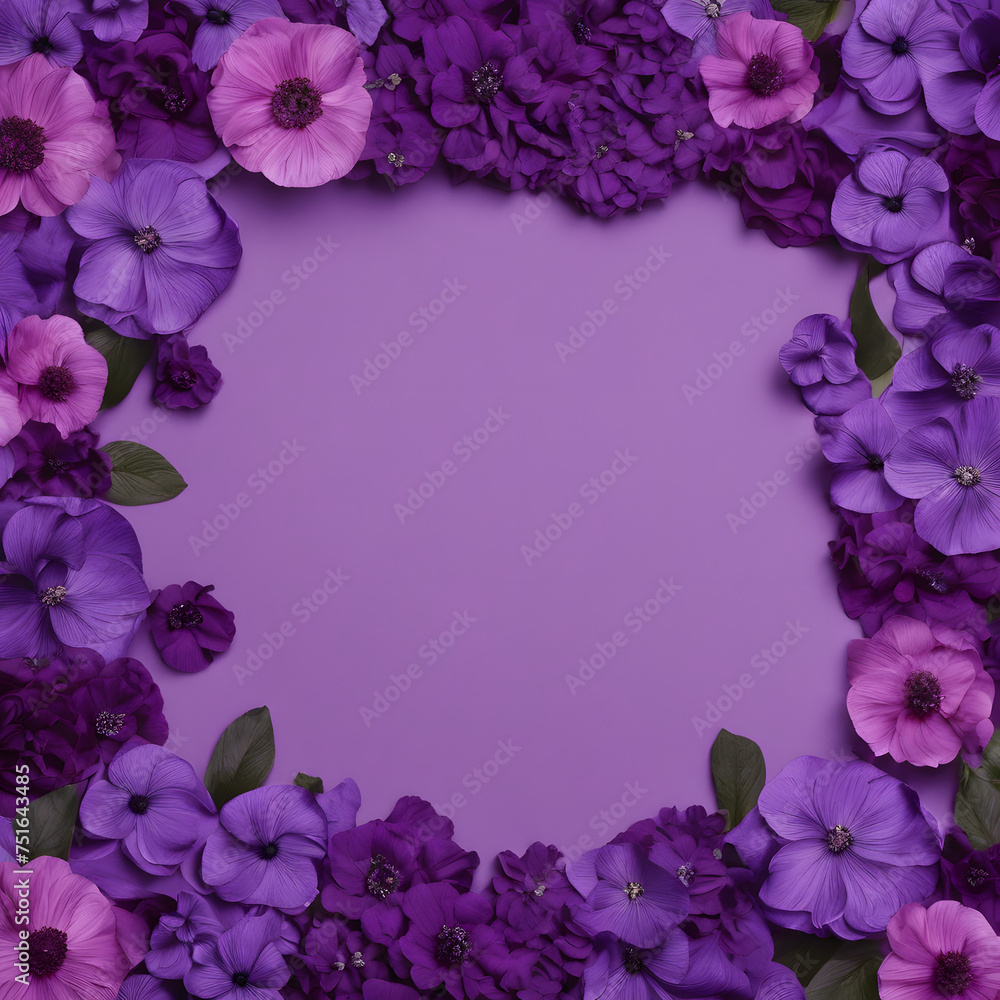 frame made of purple flowers