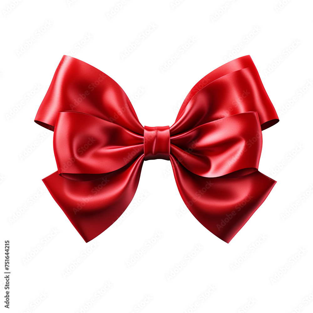 A perfect red bow isolated on transparent background