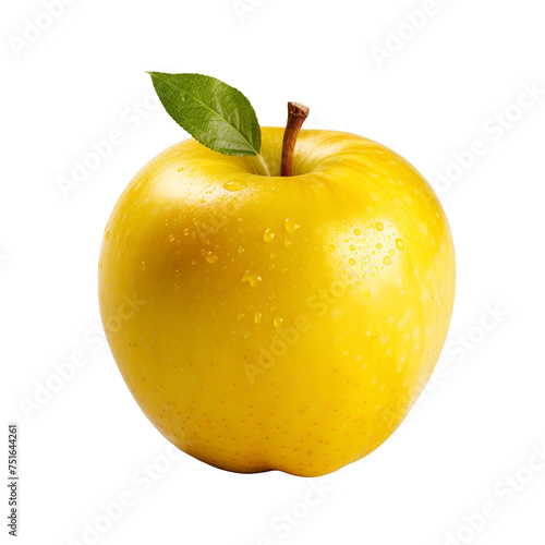 A perfect yellow apple isolated on transparent background