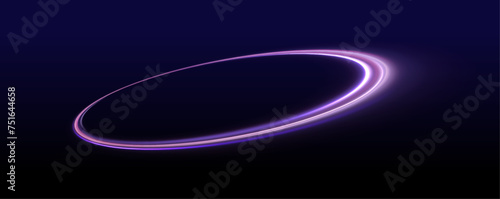 Gradient neon circle frames set. Wake wave, fire path trail line and swirl effect curve. Abstract vector fire circles, sparkling swirls and energy light spiral frames.