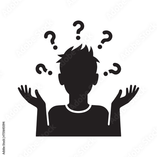 A Silhouette of Uncertainty: A Facial Expression Reflecting Doubt - Illustration of Confused Expression - Confused Expression Vector
