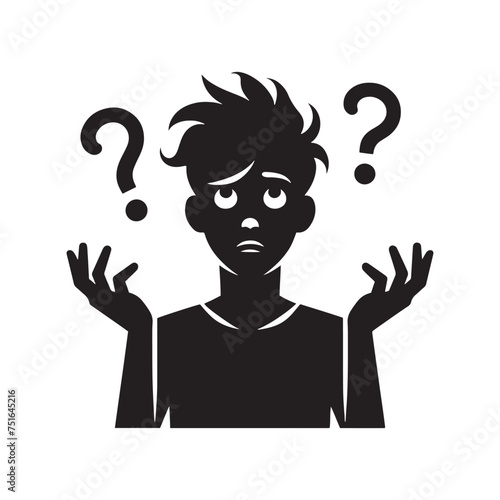 A Silhouette of Perplexity: A Head Tilted in Confusion - Illustration of Confused Expression - Vector of Confused Expression
