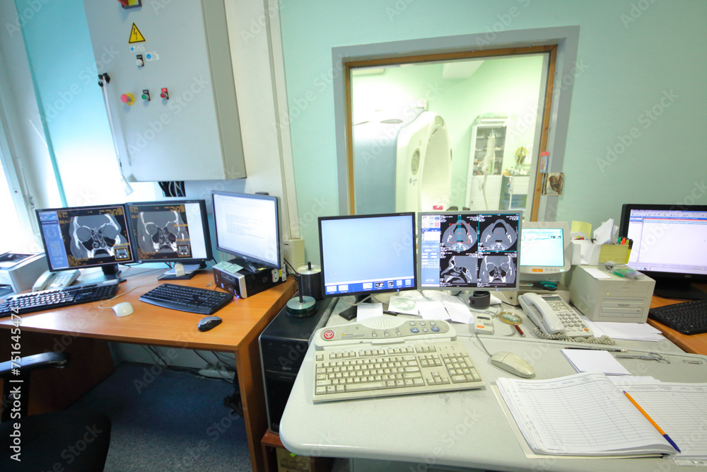 Interior of X-ray control office in multidisciplinary clinic Interior of X-ray control office in multidisciplinary clinic