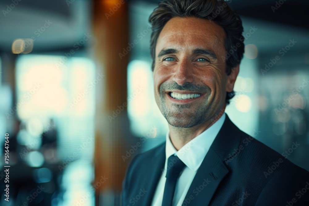 Confident businessman with a bright smile in a sophisticated office environment, symbolizing success and professional achievement.
Confident businessman with a bright smile in a sophisticated office environment, symbolizing success and professional achievement.