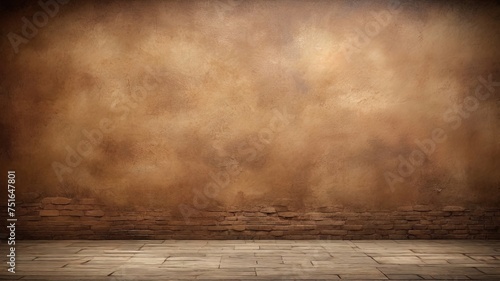 A rustic stone wall with wooden floor, evoking a warm, homely ambiance. Ideal for backgrounds or wallpapers
