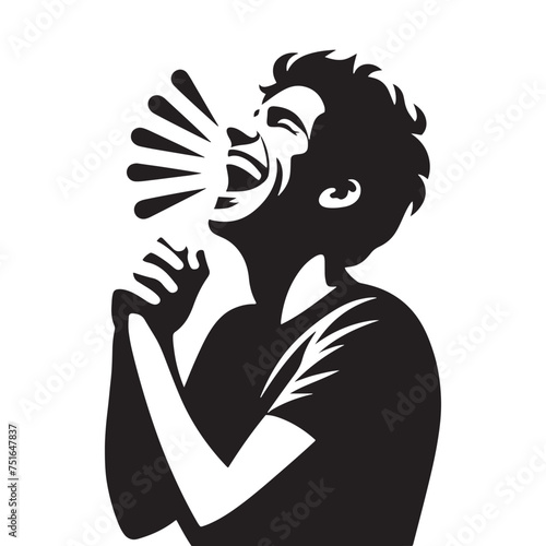 Silhouette of Laughing Person - Unbridled Joy Radiating from a Minimalist Form - Illustration of Laughing Expression - Vector of Laughing Expression
