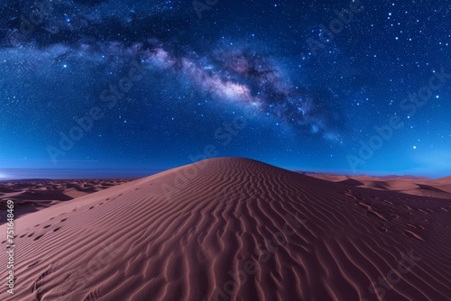 Stunning desert landscape under a starry sky, showcasing the breathtaking beauty of nature at night.