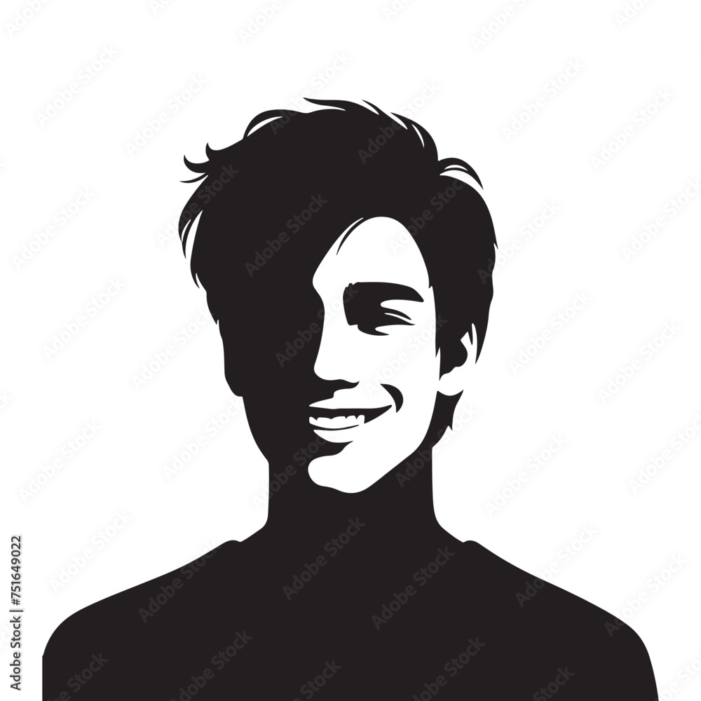 Silhouette of Smiling Person - Expressing Gratitude with a Thankful Smile - Illustration of Smiling Expression - Vector of Smiling Expression
