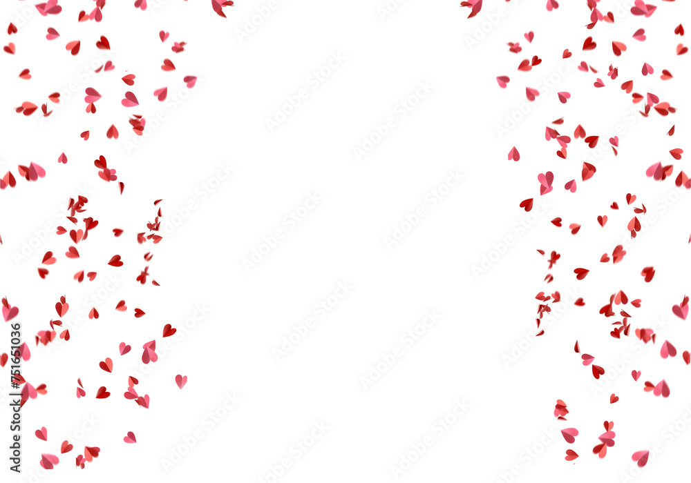 Fototapeta premium Floating red paper heart isolated on on a transparent background png. Background concept for love greetings on valentines day and mothers day. Space for text 