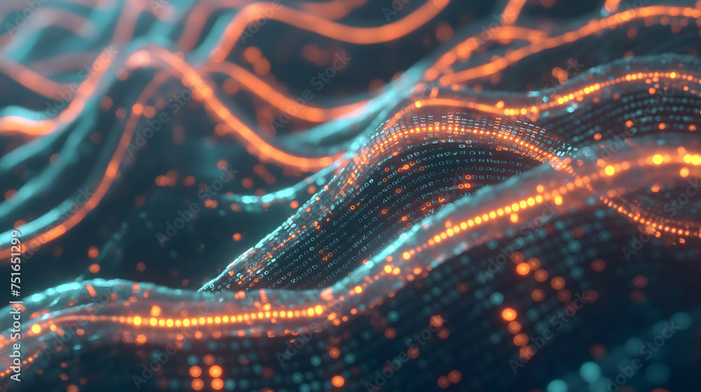 Digital Wave of Glowing Binary Code Digital Wave of Glowing Binary Code