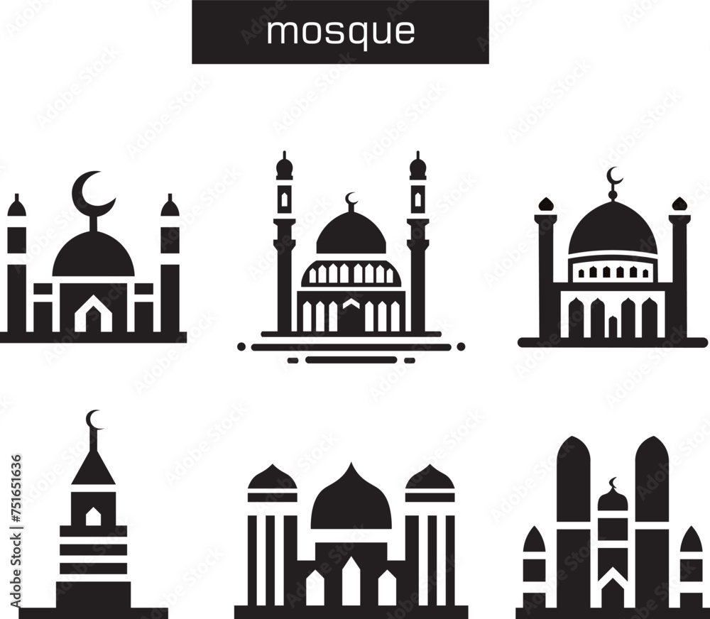 flat mosque silhouette