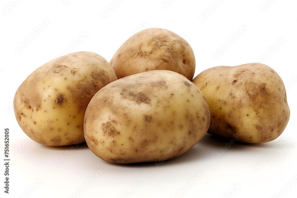 Fresh, Raw Potatoes Isolated on a White Background Fresh, Raw Potatoes Isolated on a White Background