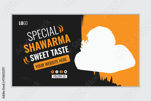Food YouTube thumbnail design web banner template