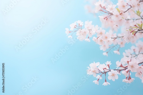 Small white flowers on a toned on gentle soft blue and pink background outdoors close-up macro . Spring summer border template floral background. Light air delicate artistic . generative ai