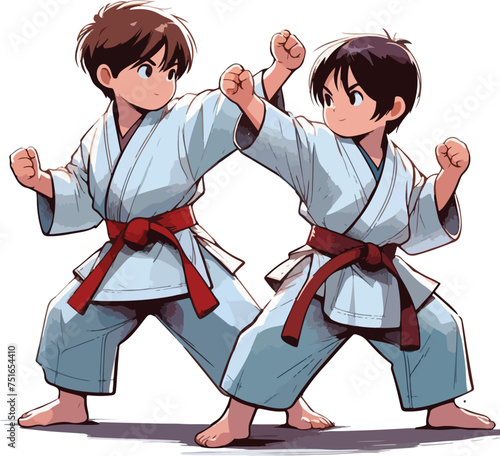 two people fighting karate 
