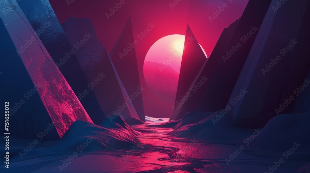 3D flat abstract design dark exploring the unknown - obrazy, fototapety, plakaty 
