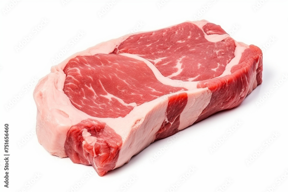 Beef loin, boneless piece, isolated on white.