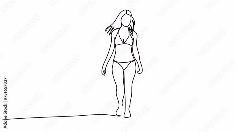 Woman in a swimsuit. One line drawing animation with alpha channel. Woman in a swimsuit. One line drawing animation with alpha channel.