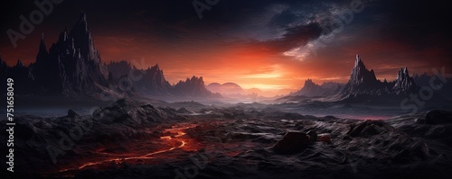 rocky mountainous exoplanet © Sanych