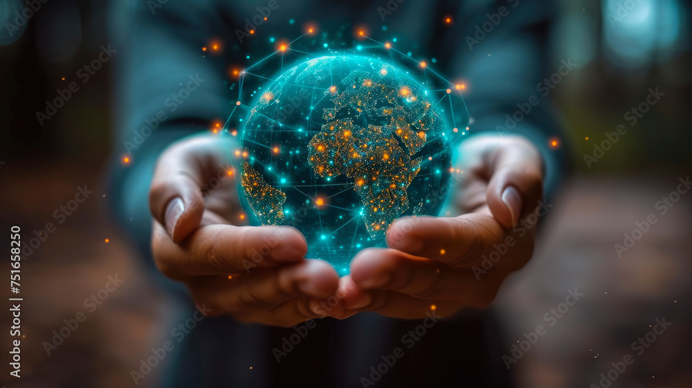 Fototapeta premium Empowering Global Connectivity: Shaping the Future with Digital Networks, AI Generated