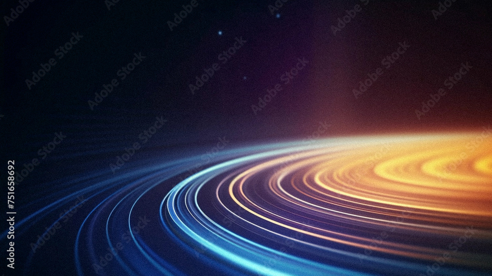 Abstract flowing light pattern, Red Cyan Yellow Orange on dark ...