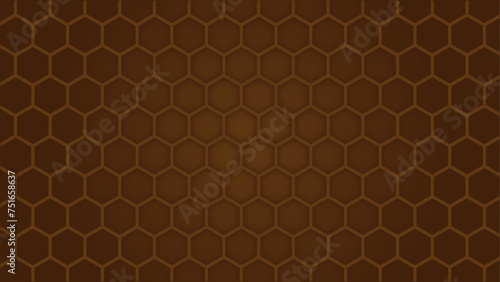 Abstract Brown Honeycomb Sharp Background with Vignette. Seamless Pattern Hexagon Backgrounds Vector Illustration