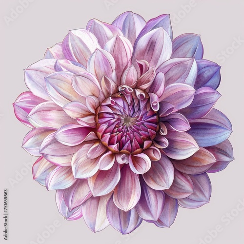 Dahlia Flower Botanical Illustration  Chrysanthemum Realistic Painting  Dahlia Drawing Imitation