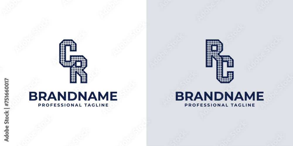 Letters CR and RC Dot Monogram Logo, Suitable for business with CR or RC initials Letters CR and RC Dot Monogram Logo, Suitable for business with CR or RC initials