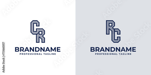 Letters CR and RC Dot Monogram Logo, Suitable for business with CR or RC initials