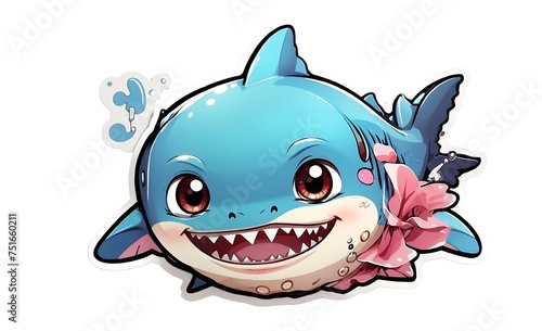 Happy Blue Shark Swimming Underwater