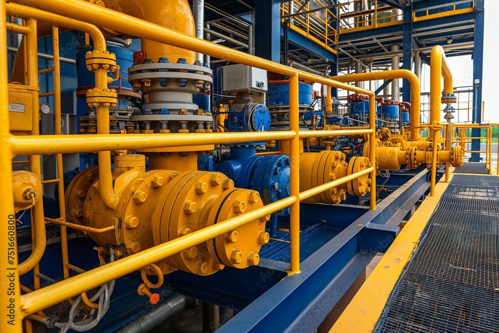 Fototapeta premium Oil pump, oil plant energy industrial machine, oil and gas industry