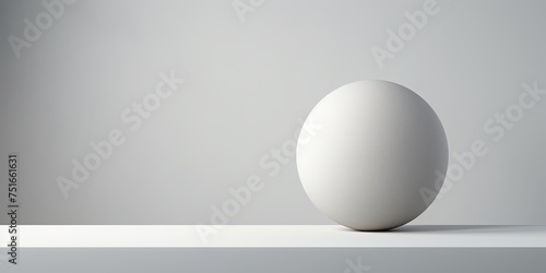 Pure minimalistic design featuring a singular grey textured sphere on a clean white background © Sanych