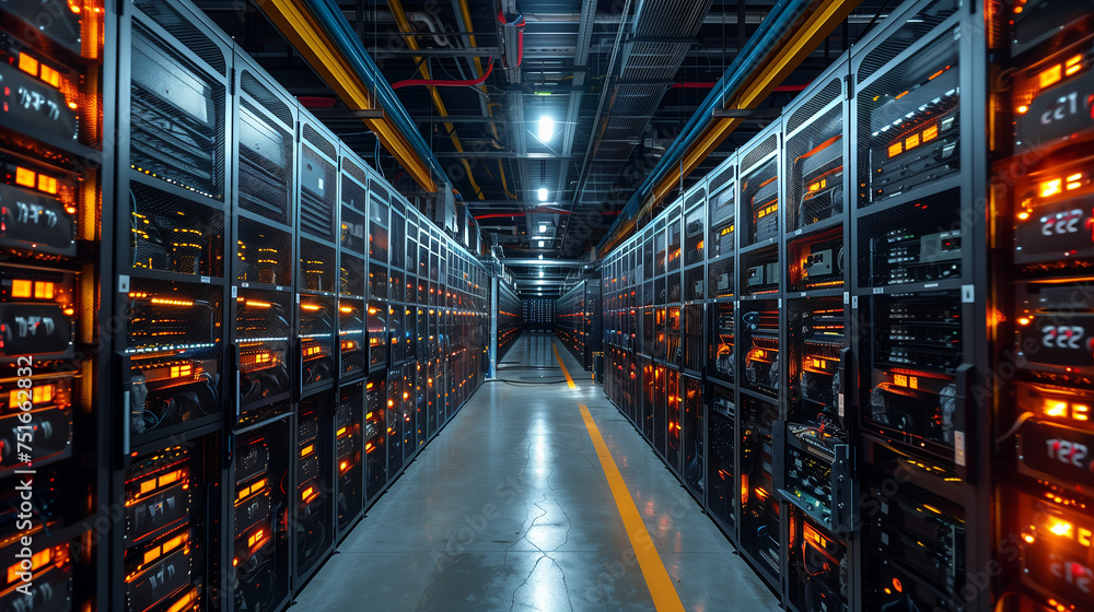 Bright lights shine down on sea of video cards and server rigs, as crypto mining production