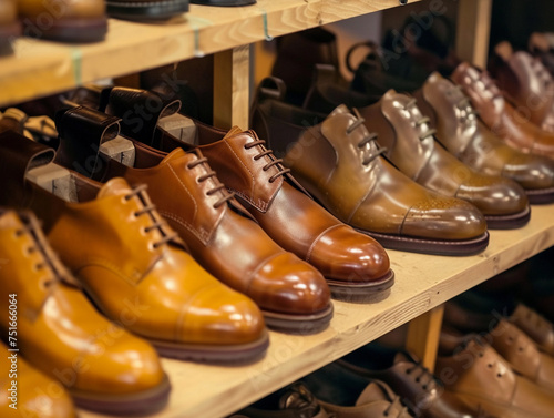 Assortment of Leather Dress Shoes on Display