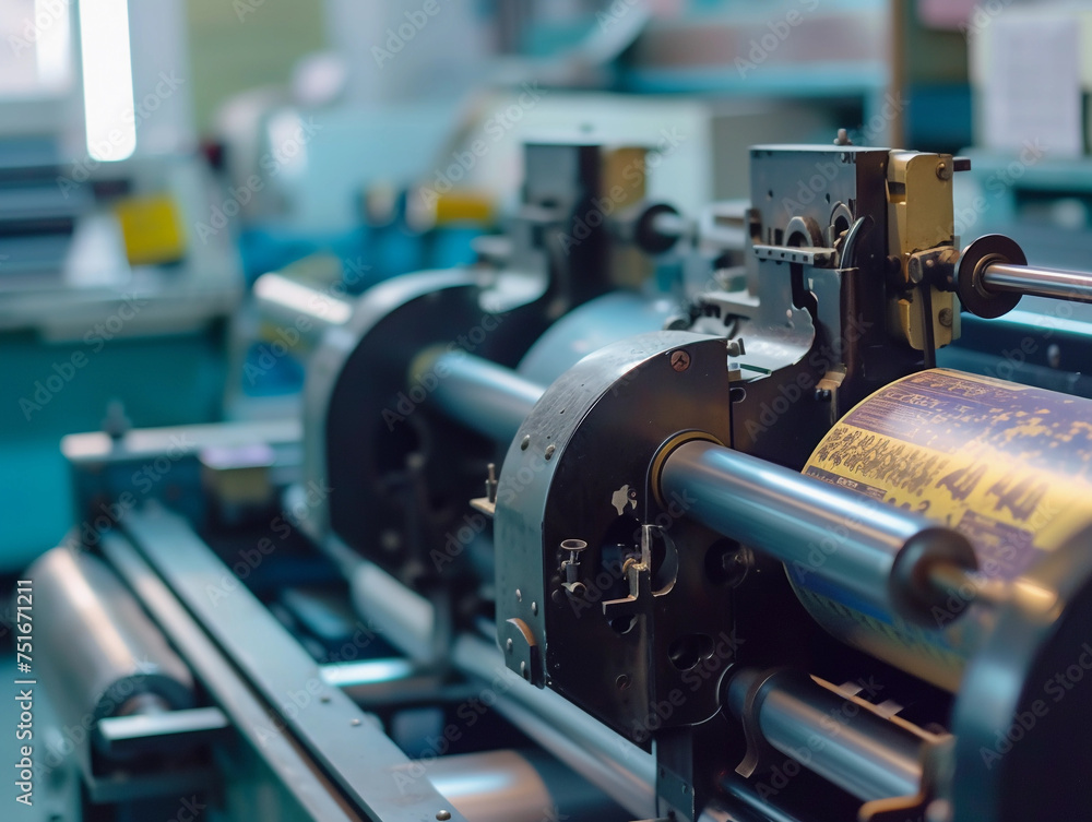 Industrial Printing Press Machine at Work Industrial Printing Press Machine at Work