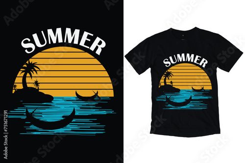 Summer T-shirt Design, summer Beach tshirt design vector illustration .