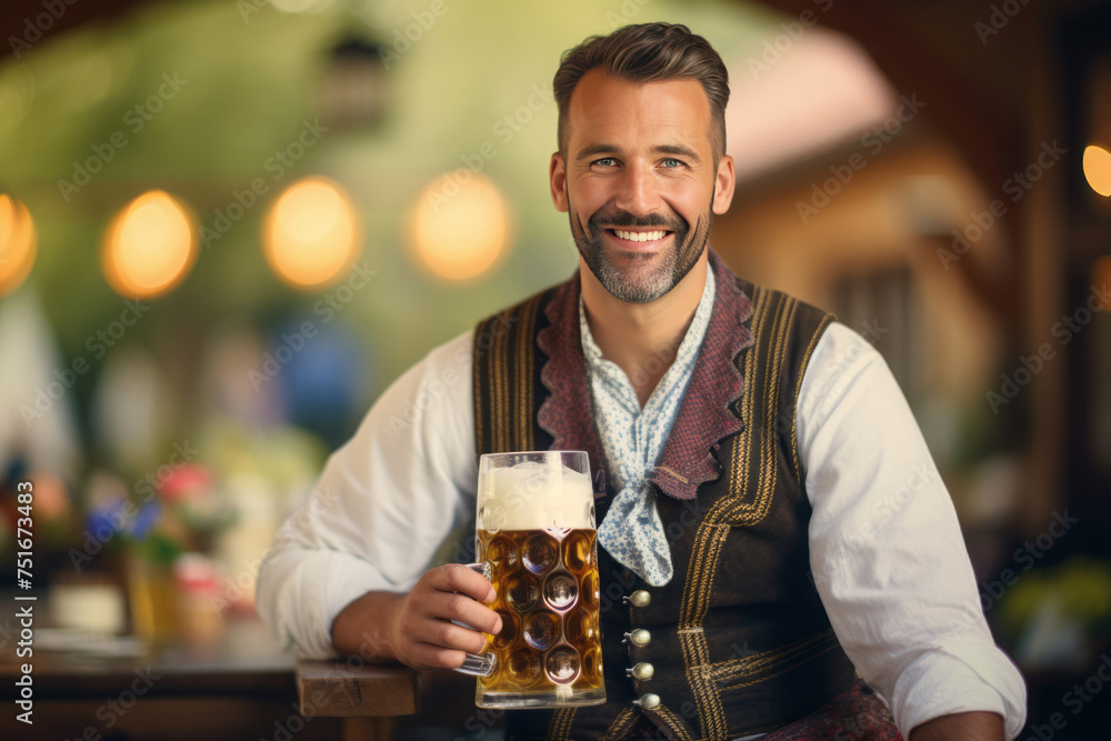 Bavarian man at Oktoberfest beer festival.