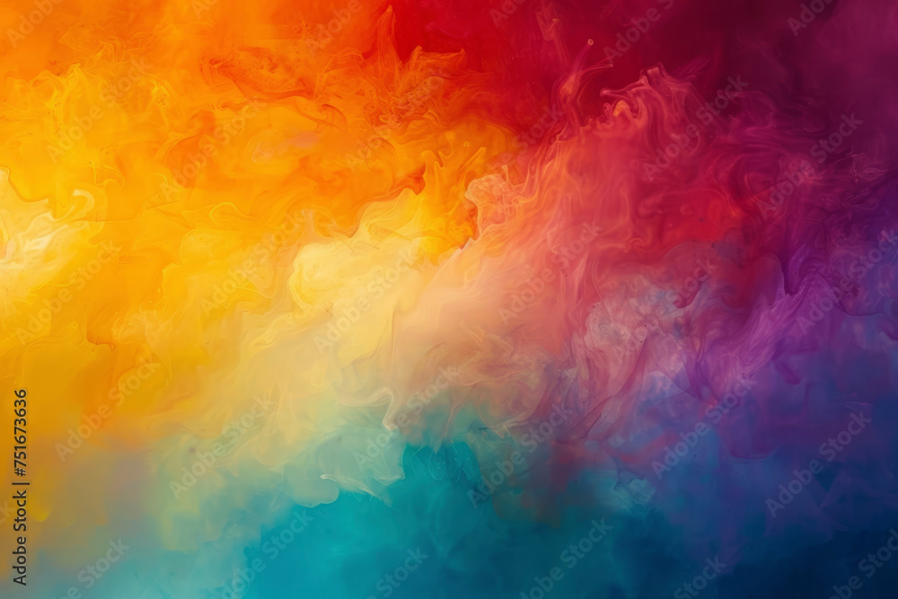 A abstract background of rainbow colors, fading and blending from one to another.