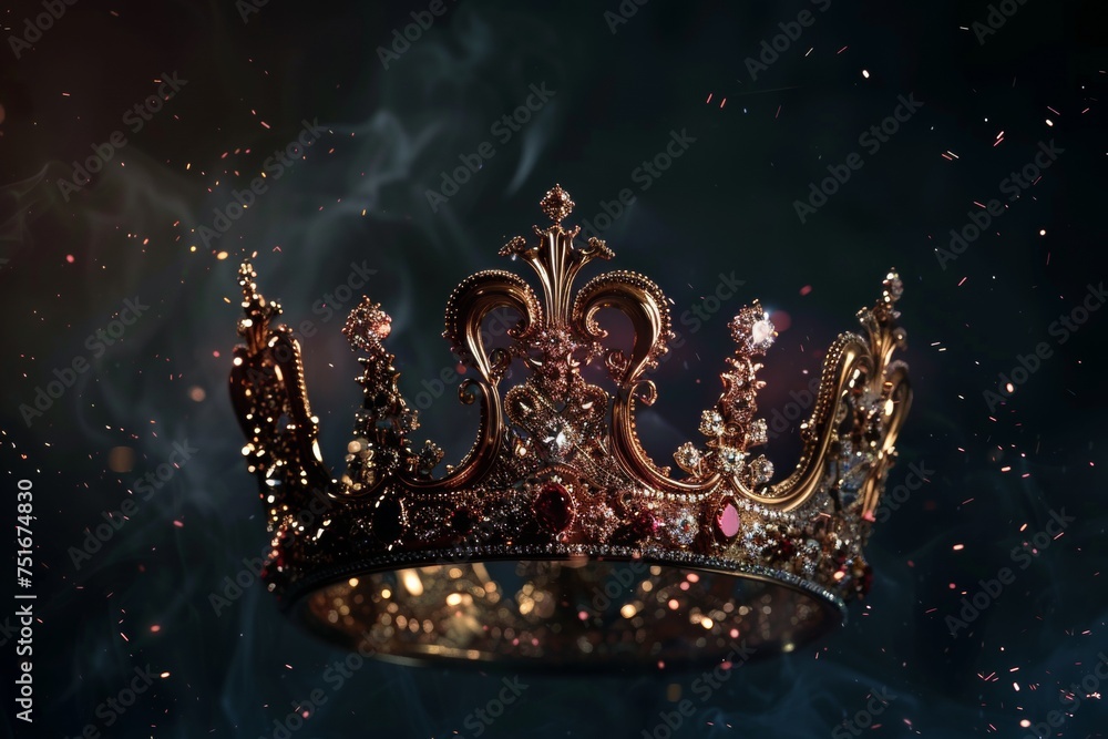 mysterious and magical image of old crown and book over gothic black background. mysterious and magical image of old crown and book over gothic black background.