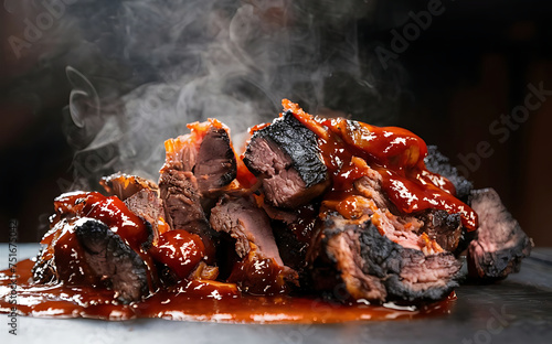 Capture the essence of Burnt Ends in a mouthwatering food photography shot