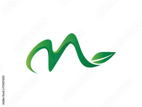 Letter M Leaf logo gradient colorful design. leaf logo vector